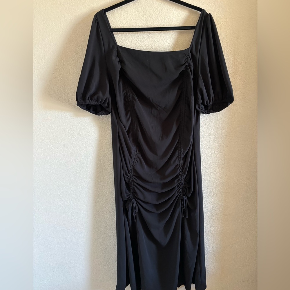 Black SHEIN CURVE 2X Little Black Dress Cinched Body Con Long Plus Size